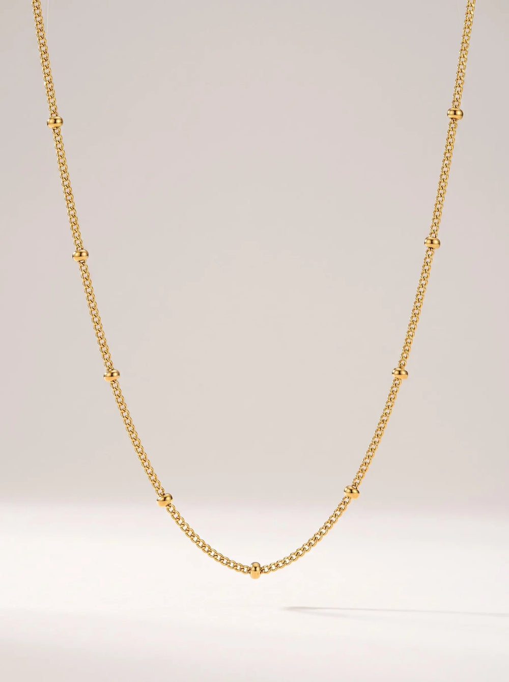 Fine Gold Box Chain Necklace – Minimalist Layering - Side Clip Bead