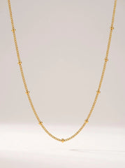 Fine Gold Box Chain Necklace – Minimalist Layering - Side Clip Bead