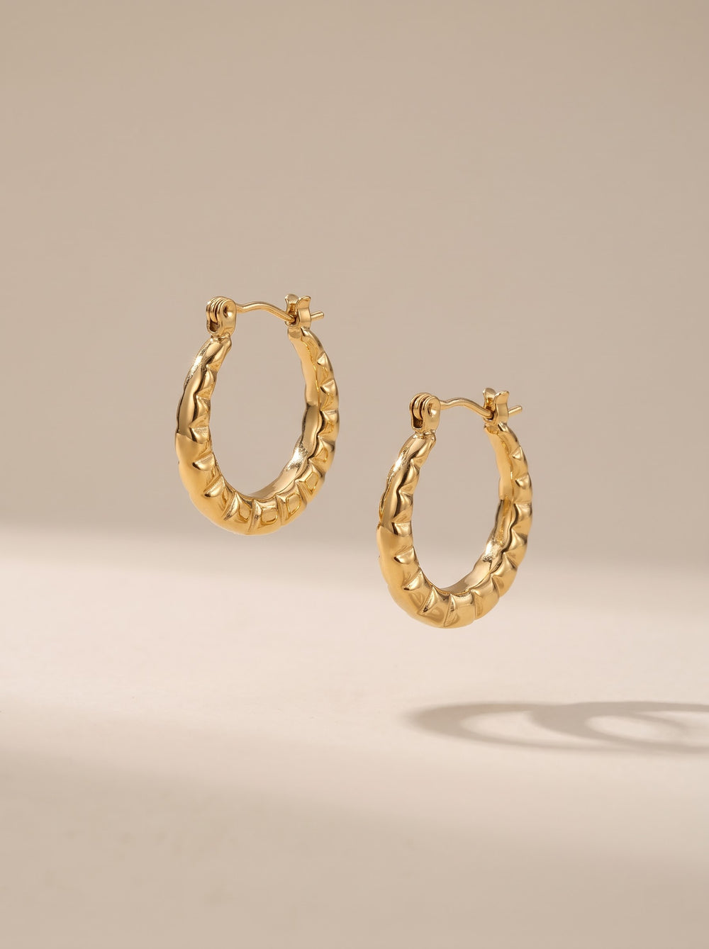 Gold Geometric Hoop Earrings – Waterproof Steel