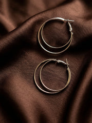 Double Layer Silver Sterling Silver Hoop Earrings