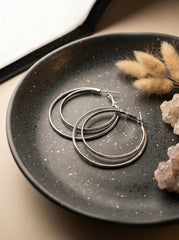 Double Layer Silver Sterling Silver Hoop Earrings