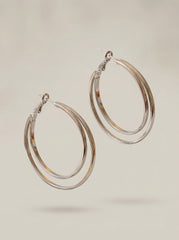 Double Layer Silver Sterling Silver Hoop Earrings
