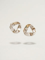 Silver Alloy Heart & Butterfly Bow Knot Stud Earrings