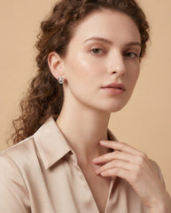 Silver Alloy Heart & Bow Knot Stud Earrings
