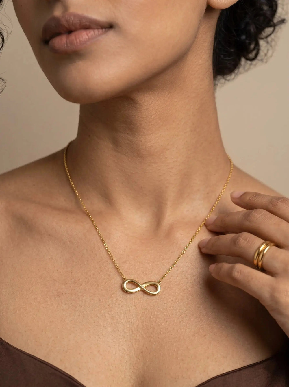 Gold Infinity Pendant Necklace – Figure-8 Symbol - 8-shaped Gold