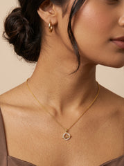 Smiley Planet Zircon Pendant Necklace – Gold-Plated Copper