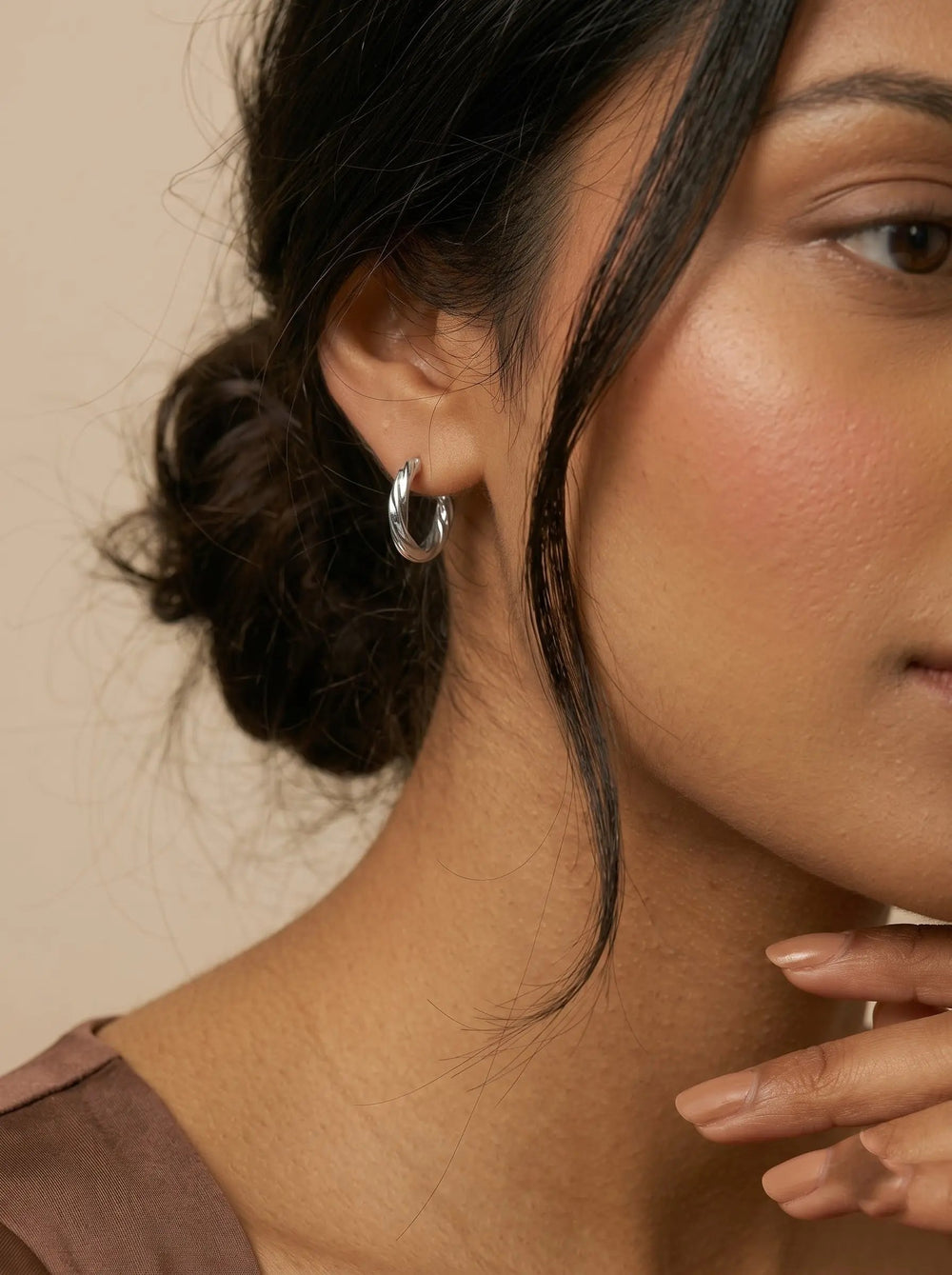 Chunky Oval Hoop Earrings - PVD Titanium Steel - Silver
