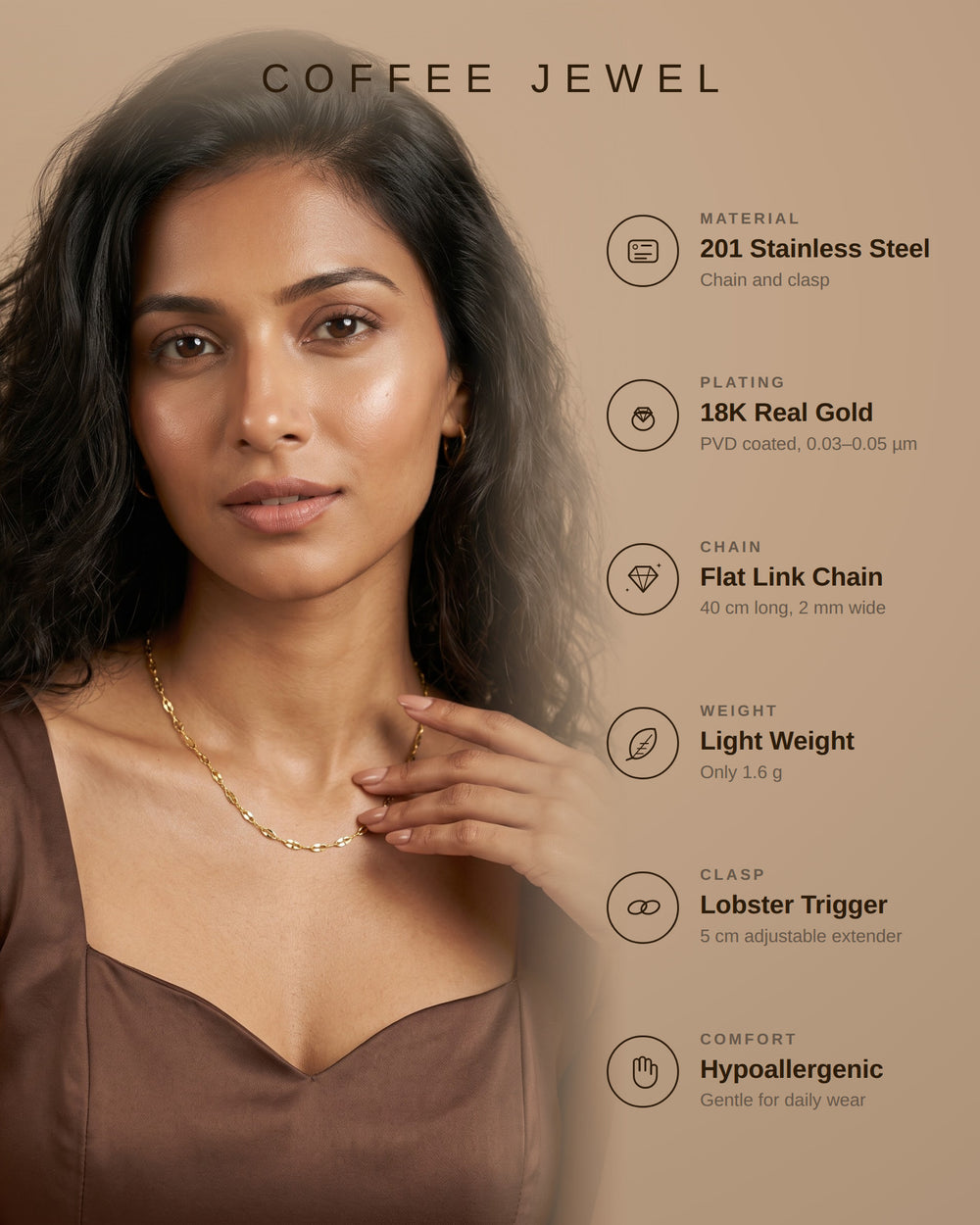 Dainty Gold Cable Chain Necklace – Minimalist