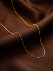 Fine Gold Box Chain Necklace – Minimalist Layering - 1mm Thin S Chain