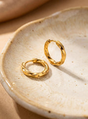 Chunky Oval Hoop Earrings - PVD Titanium Steel - Gold