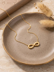 Gold Infinity Pendant Necklace – Figure-8 Symbol - 8-shaped Gold