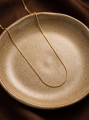 Fine Gold Box Chain Necklace – Minimalist Layering - 1mm Thin S Chain