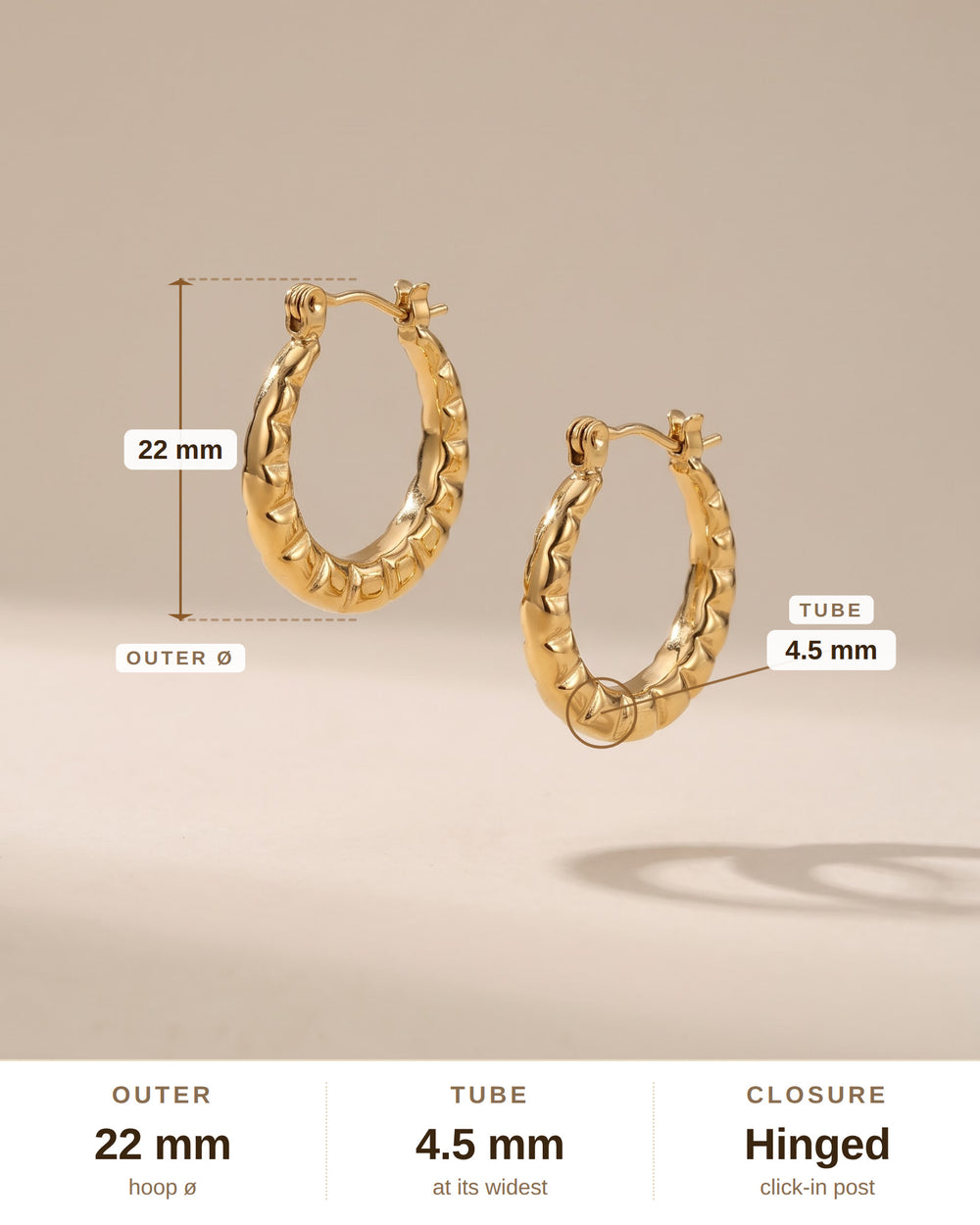 Gold Geometric Hoop Earrings – Waterproof Steel