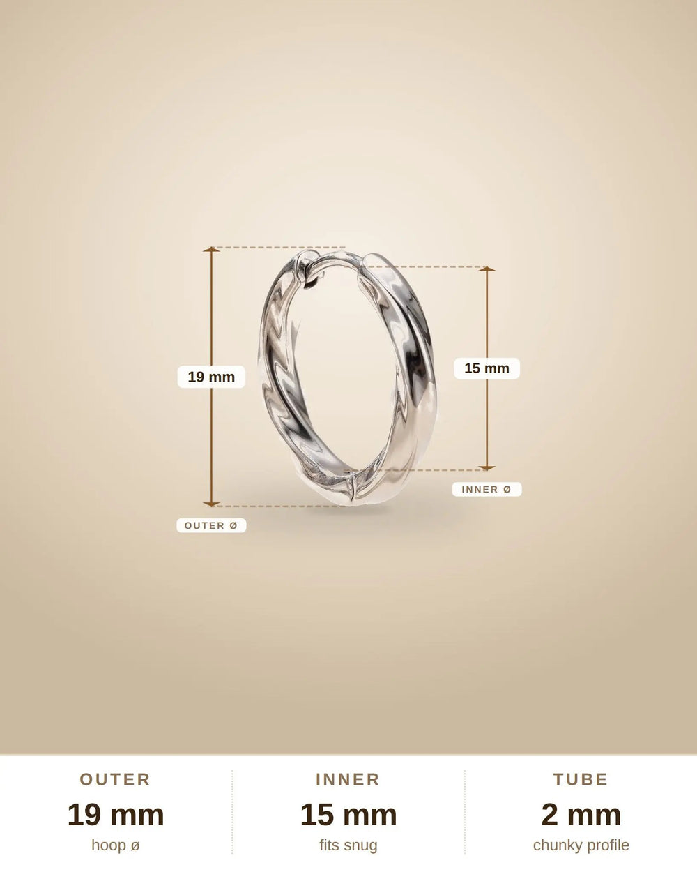 Chunky Oval Hoop Earrings - PVD Titanium Steel - Silver
