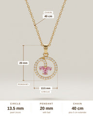 E-Shaped Floral Zircon Pendant Necklace – Gold-Plated Copper