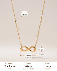 Gold Infinity Pendant Necklace – Figure-8 Symbol - 8-shaped Gold