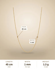 Fine Gold Box Chain Necklace – Minimalist Layering - 1mm Thin S Chain