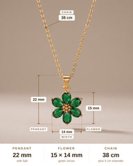 Green Enamel Flower Pendant Necklace – Gold Floral