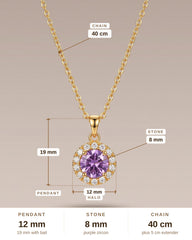 Purple Lucky-Bead Zircon Pendant Necklace – Gold-Plated Copper