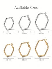 Pentagon Hoop Earrings - Electroplated 201 Stainless Steel
