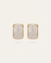 Off-White Gold Frame Acrylic Stud Earrings