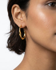 Bright Gold Women's S925 Silver Needle Hoop Earrings