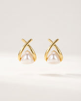 S925 Silver Gold-Tone Pearl Teardrop Earrings for Women