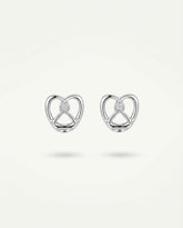 Silver Alloy Heart & Bow Knot Stud Earrings