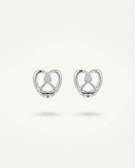 Silver Alloy Heart & Bow Knot Stud Earrings