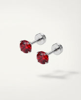 Red 4mm Stainless Steel Zirconia Studs – Everyday Unisex