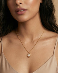 Gold-Tone Shell Stone Pendant Necklace – Everyday Confidence