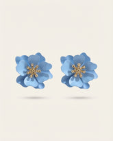 Bohemian Flower Resin and Gold-Tone Stud Earrings