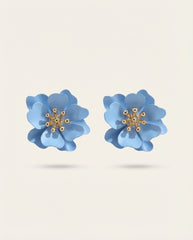 Bohemian Flower Resin and Gold-Tone Stud Earrings