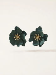 Bohemian Flower Resin and Gold-Tone Stud Earrings