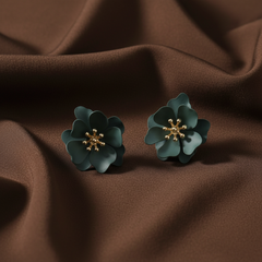 Bohemian Flower Resin and Gold-Tone Stud Earrings