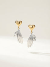 Two-Tone Heart & Shell Earrings in Gold and Silver - 925 Sterling Silver