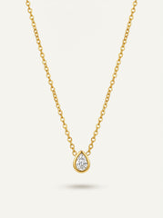 Gold Water Drop Pendant Necklace – Stainless Steel 18K Gold Plated