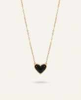 Black Heart Pendant Necklace in Gold Alloy