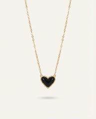 Black Heart Pendant Necklace in Gold Alloy