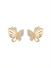 Gold Butterfly Earrings – Elegant Metallic Tone with Crystal Sparkle
