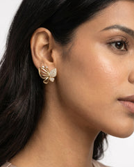 Gold Butterfly Earrings – Elegant Metallic Tone with Crystal Sparkle