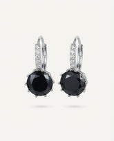 Black Copper Zircon Round Inlay Dangle Earrings