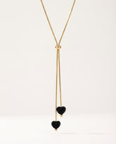 Gold Chain Black Heart Pendant Necklace