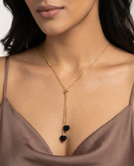 Gold Chain Black Heart Pendant Necklace