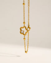 18K Gold Star Rhinestone Bracelet in Stainless Steel Adjustable