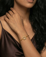 18K Gold Star Rhinestone Bracelet in Stainless Steel Adjustable