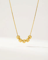 Gold Five Blessing Lucky Beads Necklace - Alloy Titanium Steel Box Chain