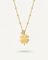 18K Gold Plated Four-Leaf Clover Necklace in Stainless Steel