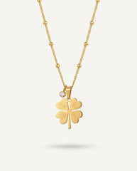 18K Gold Plated Four-Leaf Clover Necklace in Stainless Steel