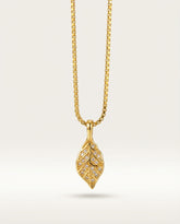 Golden Leaf Pendant Necklace in Alloy Titanium Steel Box Chain